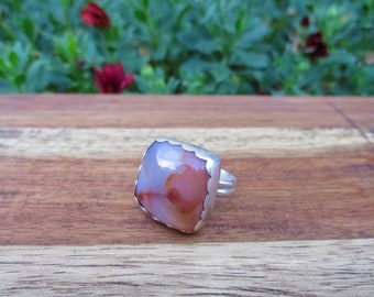 Carnelian Ring / Sterling Silver Ring / Carnelian Statement Ring / Large Carnelian Ring / Square Carnelian Ring / Artisan Carnelian Jewelry