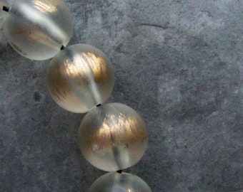 Round Bead, Clear Bead, Gold Bead, Vintage Bead, Lucite Bead, Boho Bead, Matte, Frosted, Unique Bead, Gold Washed, Boho Jewelry Supplies, 12