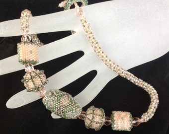 Pink and Green Beaded Bead Necklace... EBW Team