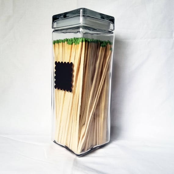 Extra Tall Glass Match Holder Vase for Long Fireplace Matches