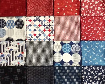 Japanese cotton prints - 16 traditional fat quarters