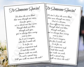 Will you walk me down the Aisle | Dad | Step Dad | Step-dad | Someone Special | Grandad | Any Name | Brother | Post Card ANY SIZE A4 A5 A6