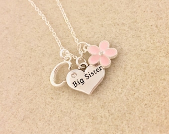 Personalized big sister necklace big sister gift from new baby announcement future new big sister birthday gift ideas baby shower gift