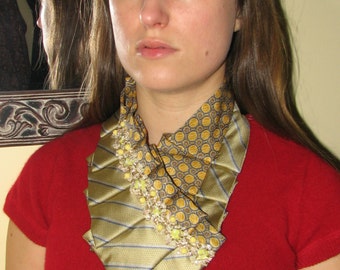 NEW - Trendy Silk Ascot - Necktie Necklace - Refashioned Necktie - Women's ascot
