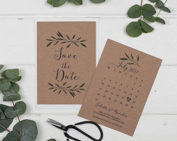 Rustic Save The Date Card - A6 Woodland Kraft