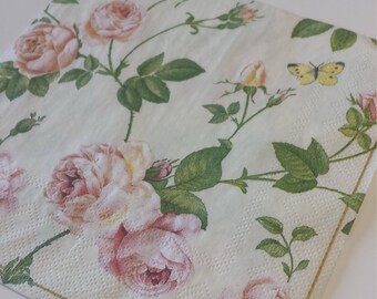 Decoupage Paper Napkins, Floral Napkins, Lunch Napkin, Rose, Collage, Craft, Scrapbooking, Paper Craft, Serviette, Decoupage Tissue