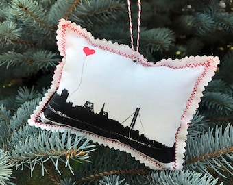 San Francisco Bay Bridge Fabric Ornament