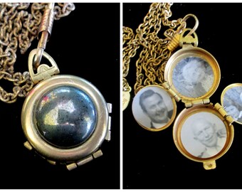 Vintage Pyrite Four Picture Locket - Fool's Gold