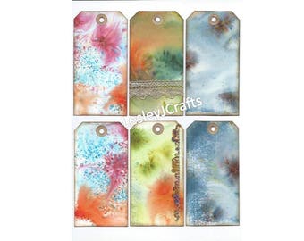 Digital painted tags/scrapbooking/card making/journals/instant digital download