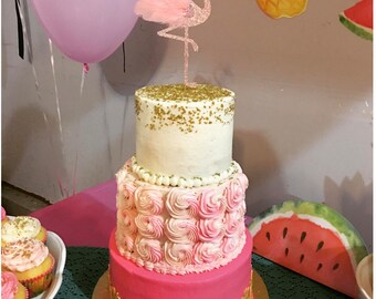 Customizable Flamingo Cake Topper. First Birthday Cake Topper, Boho Cake Topper. One Birthday