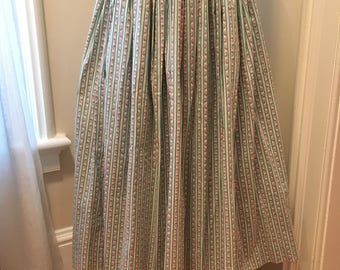 Vintage Laura Ashley Skirt- 1980's Long Floral Pillow Ticking