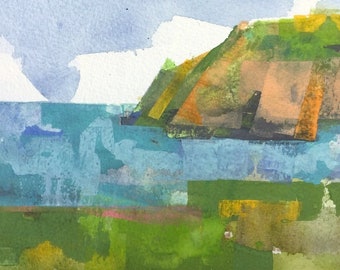 Escape 20" original watercolor painting 7" x 5"