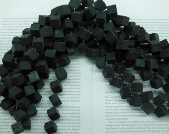 15x15x15mm cube lava stone beads, diagonally drilled, 16" strand long
