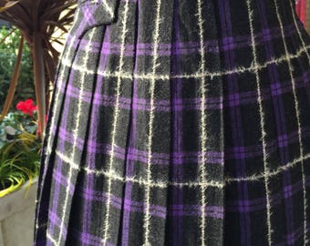 Review for Love purple plaid pleated skirt YV43615