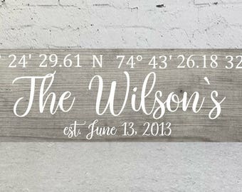 Coordinates Sign|GPS Sign|Custom Coordinates Sign|Wedding Gift|Wood Wall Art|Family Name Sign|Personalized Wood Sign|Housewarming Gift