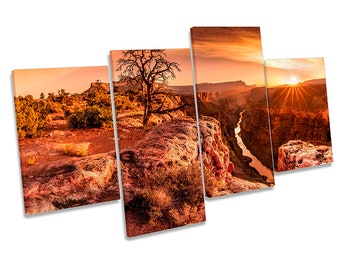 Grand Canyon Sunset Framed MULTI CANVAS PRINT Wall Art