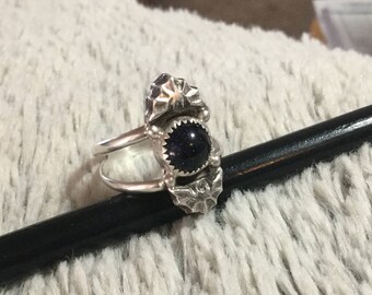 Bats! Sterling and blue goldstone ring