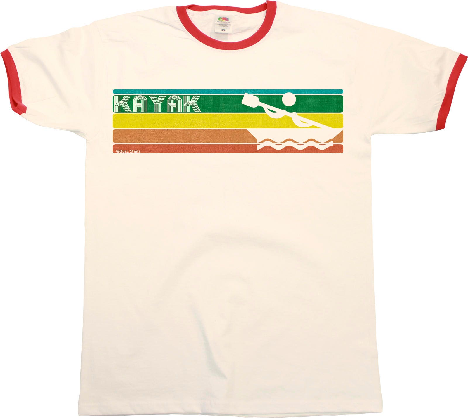 Retro KAYAK Strip Mens RINGER TShirt Kayaking Fashion New