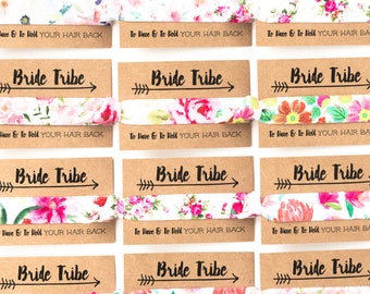 ASSORTED FLORAL Bride Tribe Hair Tie Favors | Flower Bachelorette Hair Ties, Boho Floral Bachelorette Hair Tie Favor, Bridesmaid Gift