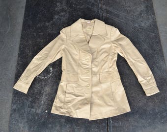 Vintage Ivory Leather jacket | 70s leather jacket Beige | Rocker chick Coat | 90s grunge rockstar jacket hipster | small medium