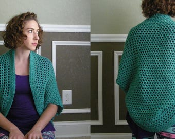 Crocheted Shrug in Teal - Small/Medium