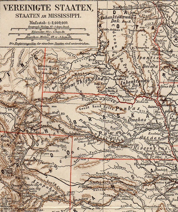 large map of mississippi nebraska kansas colorado states 1874