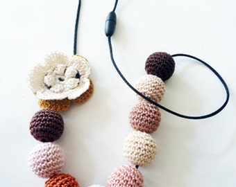 Nursing necklace/Montessori Jewelry/Breastfeeding Necklace/Baby Shower Gift/CottonTeething Toy/Girl Birthday Gift