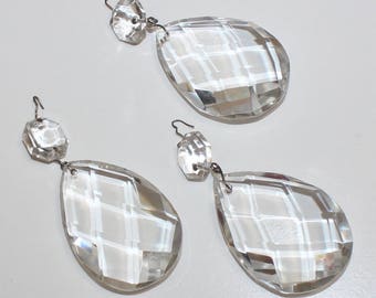 Beautiful, Set of 3, Large Vintage Chandelier Crystals