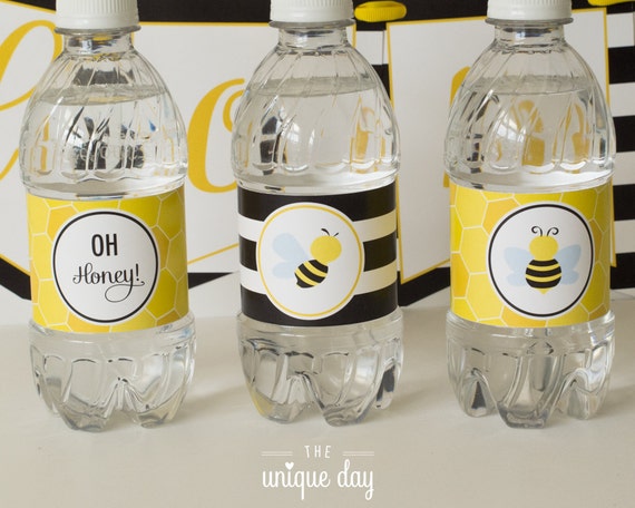 Bumble Bee baby shower water bottle labels Printable