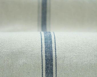 Grain Sack Fabric by the Yard- Five Stripes Navy