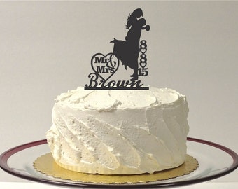MADE In USA, Personalized Wedding Cake Topper Personalized With YOUR Family Last Name and Wedding DateSilhouette Of Groom Lifting Up Bride
