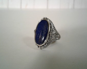 Black Onyx/Lapis Filigree Flip Ring