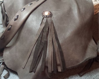 Genuine Deerskin Leather Handmade Fringe Bag in Soft Cocoa