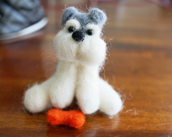Needlefelt Wool Breed Specific Sitting Miniature Schnauzer Dog Puppy