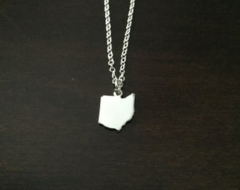 Ohio Necklace, Ohio, silver Ohio necklace, Ohio jewelry, Ohio pendant, state of Ohio, state necklace, state jewelry, silver necklace