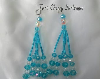 Blue Beaded Nipple Tassels for Burlesque Pasties