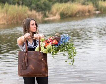 Leather Tote Bag HUGE SALE - Full Grain Leather Bag Tote Bag Diaper Bag Leather Purse Ladies Bag Shoulder Bag Womens Tote Bag