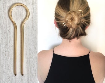 Large Brass Hair Pin, Brass Hair Fork, Large Metal Hair Pin, Bun Holder, Handmade Brass Hair Pick