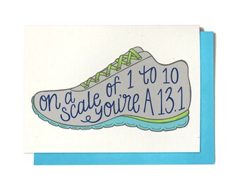 Marathon Card - Half Marathon Card - 5k card - 10k card - On a scale of 1 to 10 - Running Card - Race Day Card for runner - 13.1 - 26.2