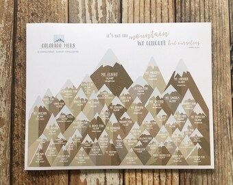 Colorado Gifts, Colorado 14ers Print, Colorado Peaks, CO Rockies High Peaks, Hiking gift Poster, High peaks of Colorado, Mountain Art