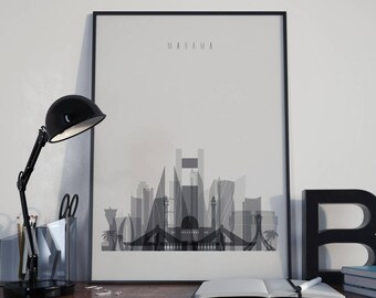 Manama Art Manama Watercolor Manama Multicolor Manama Wall Art Manama Wall Decor Manama Home Decor Manama Skyline Manama Print Bahrain