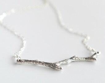 Minimalist Necklace - Silver Twig Jewelry - Branch Necklace - Woodland Necklace - Nature Inspired Tree Necklace - Everyday Necklace