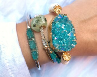 Aquamarine Jewelry, Aquamarine Bracelet, March Birthstone, Aquamarine Gemstone Jewelry, Birthstone Jewelry for March, Raw Aquamarine Jewelry