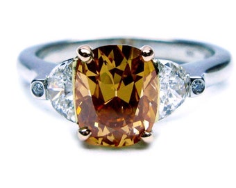 GIA certified 2.27ct Fancy Brown Orange Oval Diamond Engagement Ring GIA certified Platinum Blueriver4747