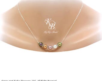 Mothers Necklace - Swarovski Birthstone Necklace - Family Birthstone Necklace - Grandma Necklace - Mom Necklace - Pearl Birthstone Necklace