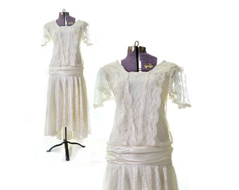 1920s Wedding Dress, 1920s Dress, Flapper Dress, 1920s costume, 20s, 20s Dress, 1930s Dress, 30s Dress, Lawn party, lace dress, White