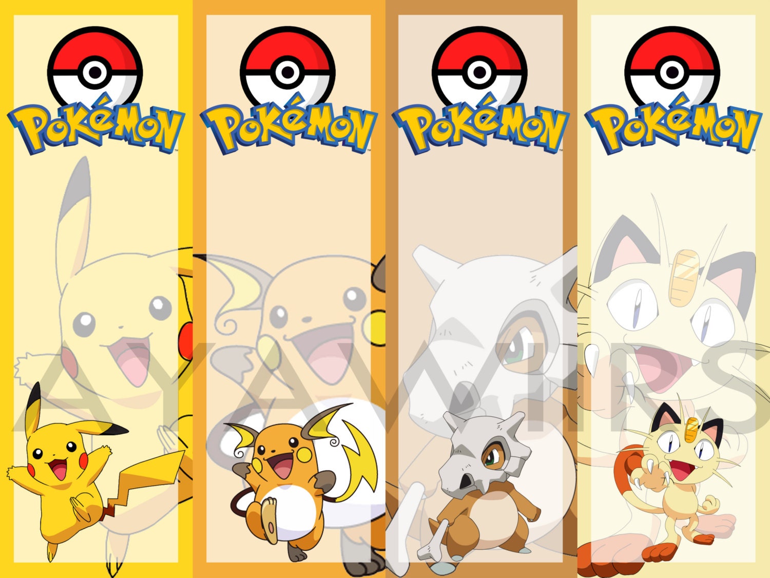 Printable Pokemon Bookmark Template