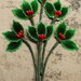 Christmas Holly Berry Picks - Holiday Packaging Millinery Stems - Vintage Style Holly Leaves Corsage Trims - DIY Miniature Craft Supply