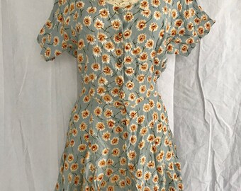 vintage floral button down super flowy dress size medium