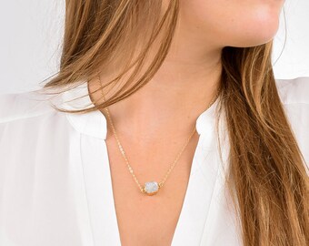 Druzy Necklace, Boho Druzy Necklace, Dainty Druzy Necklace, Gold Druzy Necklace, Simple Druzy Necklace, Genuine Quartz Druzy Necklace